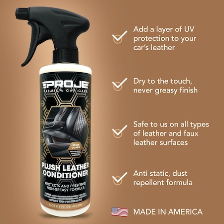 Proje Premium Car Care Leather Conditioner 16oz - Leather Restorer Spray, UV Protectant, Prevents Cracking or Fading 30002
